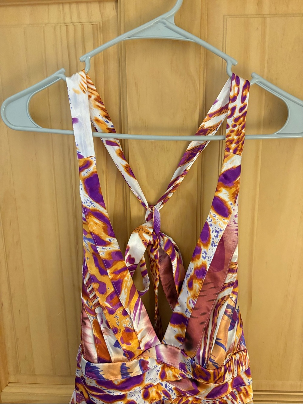 Arden B Halter Y2K V-Neck Dress with Ruffled Tiers..Pink, Orange, Purple
XS - Picture 7 of 7